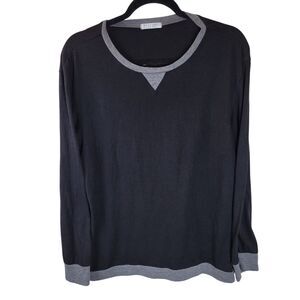 Ekouaer Womens Sz S Black Solid Long Sleeve Round Neck Shirt